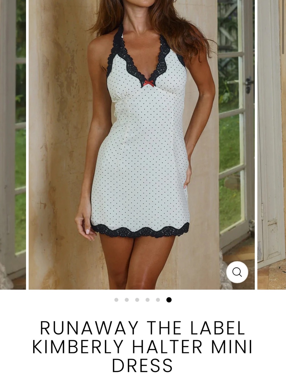 Kimberly Halter Mini Dress by Runaway The Label - White with Black Trim
